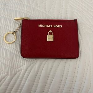 Michael Kors Red Leather Keychain Wallet